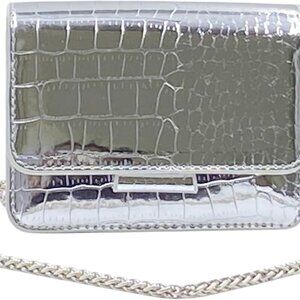 Elegant Silver Crocodile Pattern Mini Clutch - Perfect for Stylish Outings